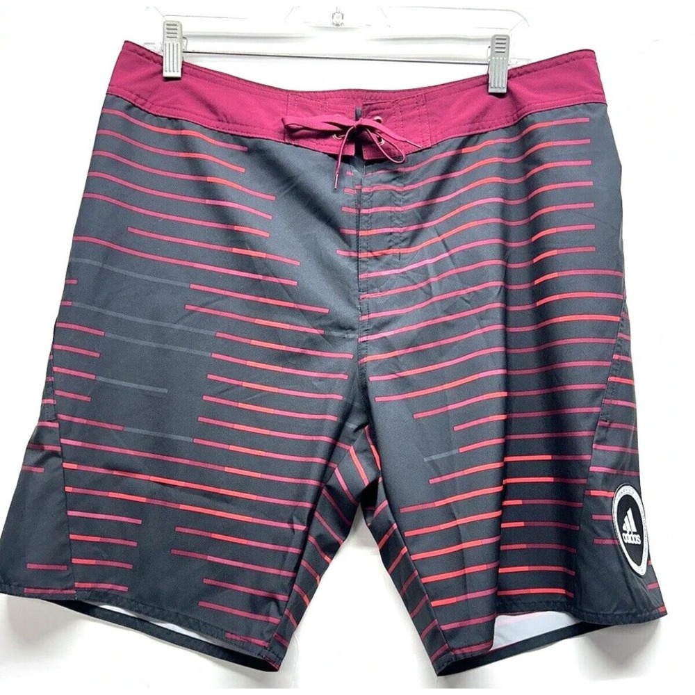 Adidas Melbour Tech CL Mens 35" Black/Red Boardshort Swimsuit (A8)
